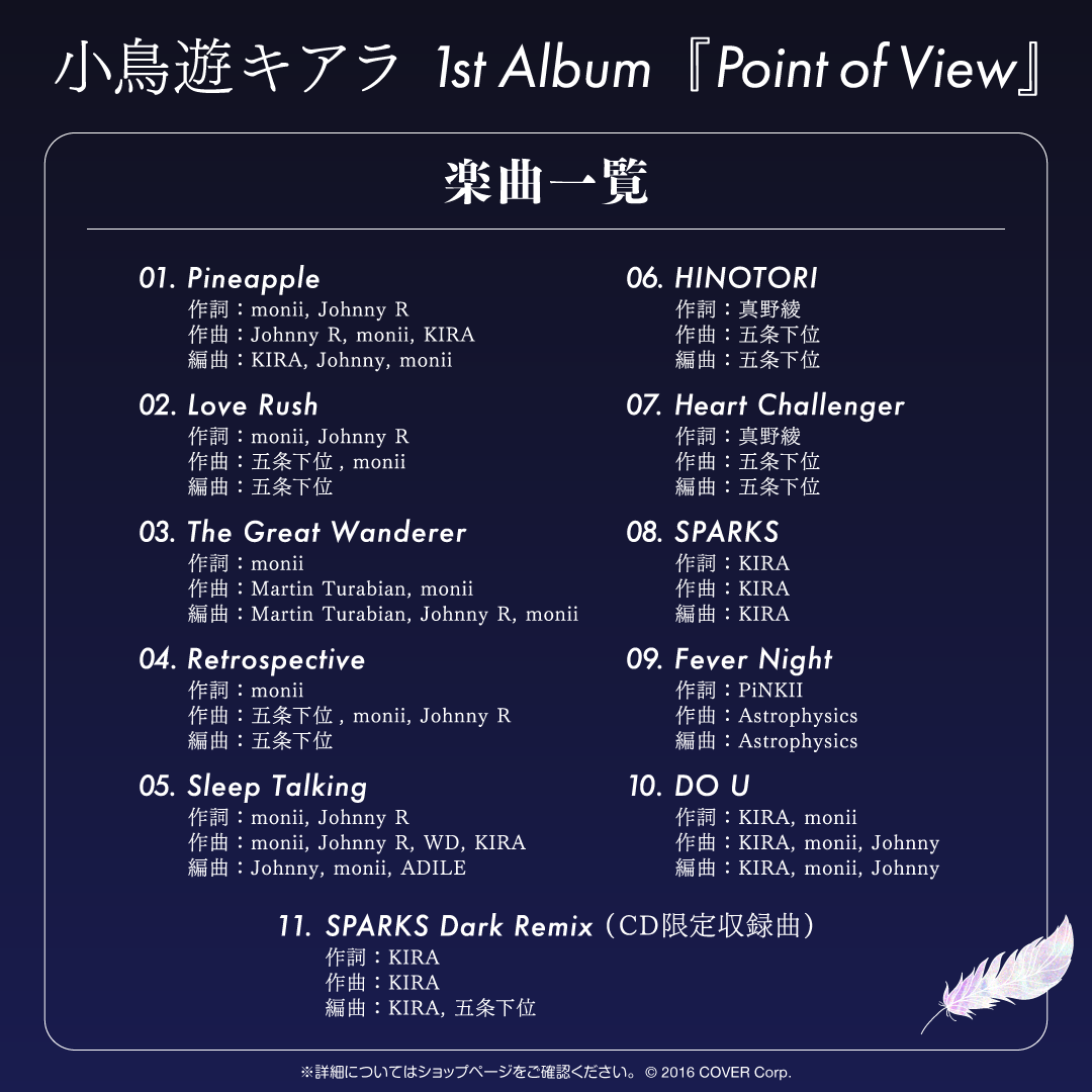 小鳥遊キアラ 1st Album『Point of View』 – hololive production