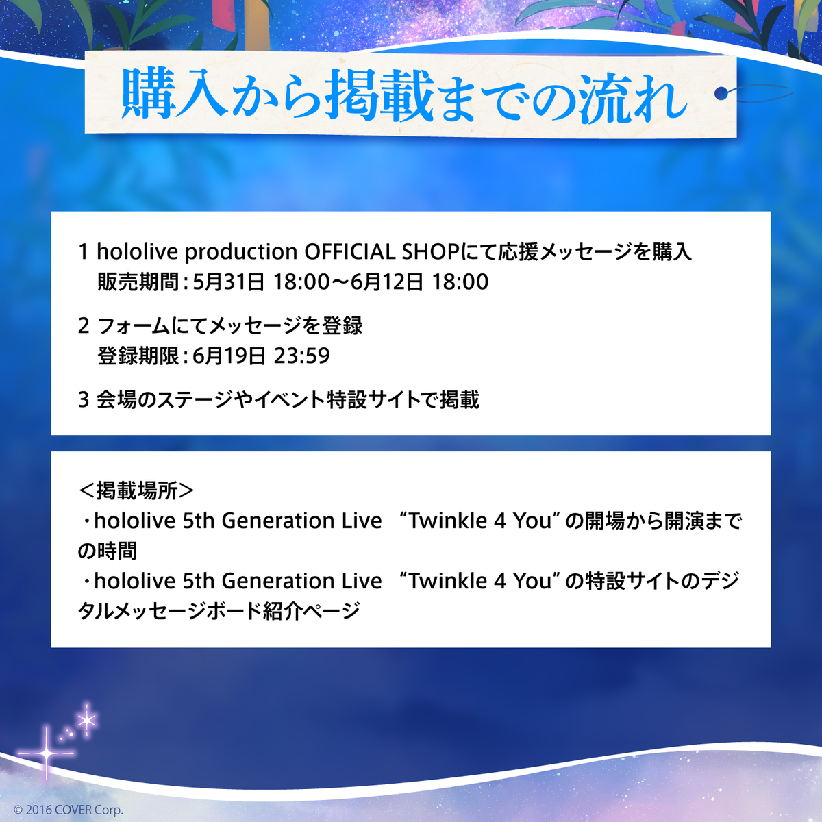 hololive 5th Generation Live “Twinkle 4 You” デジタルメッセージボード